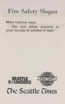 1980 Seattle Times/City of Seattle Fire Department Seattle Sounders #NNO Mike Ivanow Back