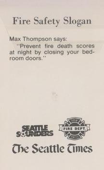1980 Seattle Times/City of Seattle Fire Department Seattle Sounders #NNO Max Thompson Back