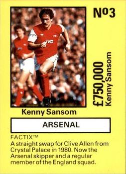 1987 Boss Leisure - Emlyn Hughes' Team Tactix #3 Kenny Sansom Front