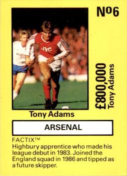 1987 Boss Leisure - Emlyn Hughes' Team Tactix #6 Tony Adams Front