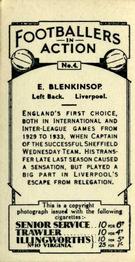 1934 Gallaher Footballers in Action #4 Ernie Blenkinsop Back