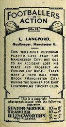 1934 Gallaher Footballers in Action #18 Lenny Langford Back