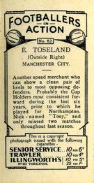 1934 Gallaher Footballers in Action #62 Ernie Toseland Back