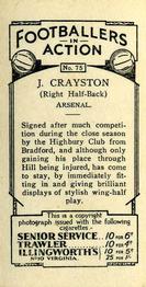 1934 Gallaher Footballers in Action #75 Jack Crayston Back