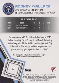 2018 Topps MLS - Non-Autographed Certified Autographs #40 Rodney Wallace Back