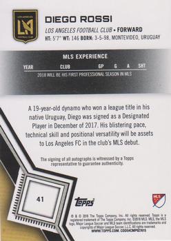 2018 Topps MLS - Non-Autographed Certified Autographs #41 Diego Rossi Back