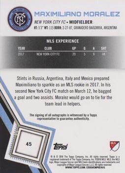 2018 Topps MLS - Non-Autographed Certified Autographs #45 Maximiliano Moralez Back