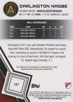 2018 Topps MLS - Non-Autographed Certified Autographs #107 Darlington Nagbe Back