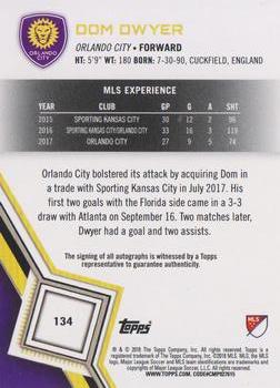 2018 Topps MLS - Non-Autographed Certified Autographs #134 Dom Dwyer Back