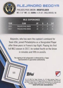 2018 Topps MLS - Non-Autographed Certified Autographs #11 Alejandro Bedoya Back