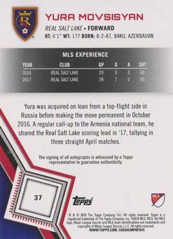 2018 Topps MLS - Non-Autographed Certified Autographs #37 Yura Movsisyan Back