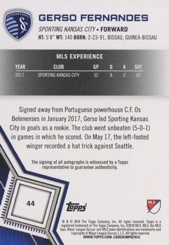 2018 Topps MLS - Non-Autographed Certified Autographs #44 Gerso Fernandes Back