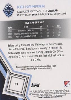 2018 Topps MLS - Non-Autographed Certified Autographs #47 Kei Kamara Back