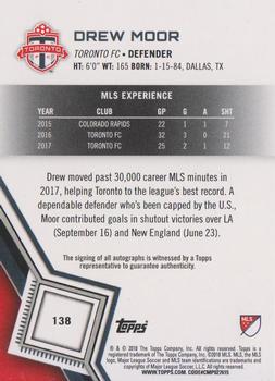 2018 Topps MLS - Non-Autographed Certified Autographs #138 Drew Moor Back