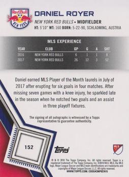 2018 Topps MLS - Non-Autographed Certified Autographs #152 Daniel Royer Back