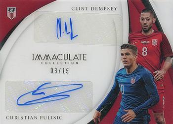 2018-19 Panini Immaculate Collection - Dual Autographs #DU-DP Clint Dempsey / Christian Pulisic Front