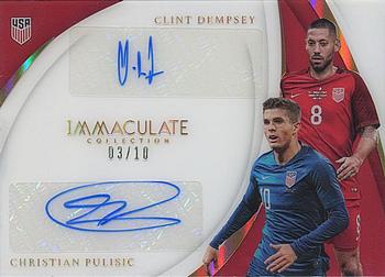 2018-19 Panini Immaculate Collection - Dual Autographs Gold #DU-DP Clint Dempsey / Christian Pulisic Front
