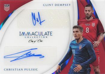 2018-19 Panini Immaculate Collection - Dual Autographs Platinum #DU-DP Clint Dempsey / Christian Pulisic Front