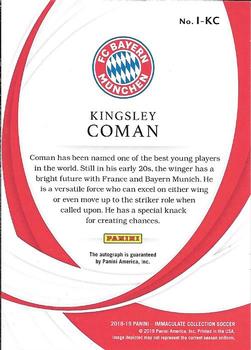 2018-19 Panini Immaculate Collection - Ink #I-KC Kingsley Coman Back