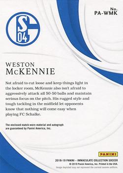 2018-19 Panini Immaculate Collection - Patch Autographs Gold #PA-WMK Weston McKennie Back