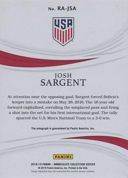 2018-19 Panini Immaculate Collection - Rookie Autographs #RA-JSA Josh Sargent Back