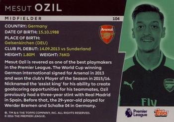 2018 Topps Platinum Premier League - Global Star #104 Mesut Ozil Back