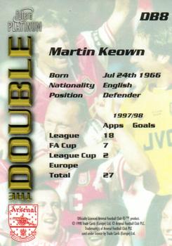 1998 Futera Platinum Arsenal The Double #DB8 Martin Keown Back