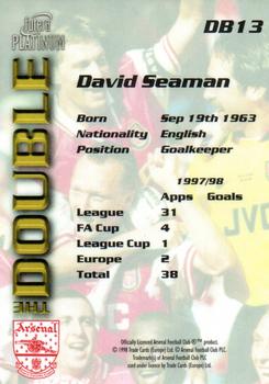1998 Futera Platinum Arsenal The Double #DB13 David Seaman Back