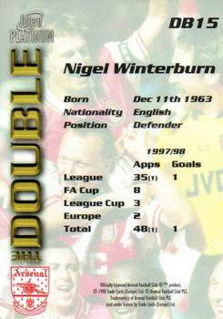 1998 Futera Platinum Arsenal The Double #DB15 Nigel Winterburn Back