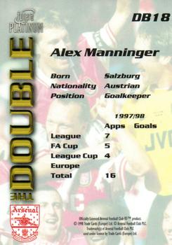 1998 Futera Platinum Arsenal The Double #DB18 Alex Manninger Back