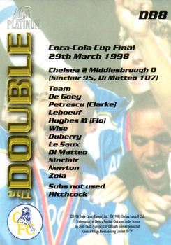 1998 Futera Platinum Chelsea The Double #DB8 Coca-Cola Cup Winners 1998 Back