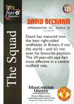 2000 Futera Fans Selection Manchester United - Foil #123 David Beckham Back