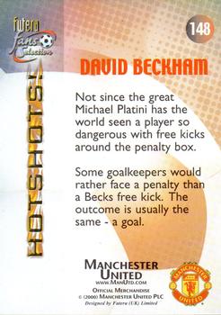 2000 Futera Fans Selection Manchester United - Foil #148 David Beckham Back
