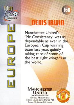 2000 Futera Fans Selection Manchester United - Foil #168 Denis Irwin Back