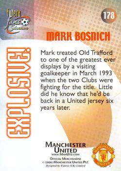 2000 Futera Fans Selection Manchester United - Foil #178 Mark Bosnich Back