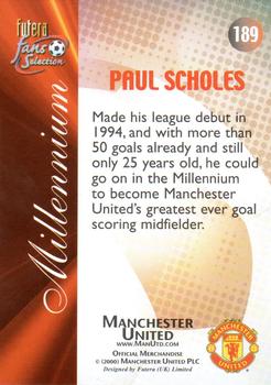2000 Futera Fans Selection Manchester United - Foil #189 Paul Scholes Back