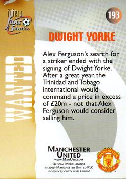 2000 Futera Fans Selection Manchester United - Foil #193 Dwight Yorke Back