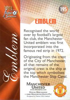 2000 Futera Fans Selection Manchester United - Foil #195 Emblem Back