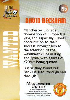 2000 Futera Fans Selection Manchester United - Foil #196 David Beckham Back