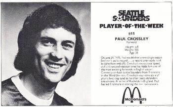 1975 McDonald's Seattle Sounders Player of the Week #NNO Paul Crossley Front