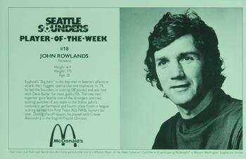 1975 McDonald's Seattle Sounders Player of the Week #NNO John Rowlands Front