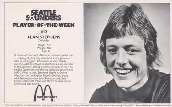 1975 McDonald's Seattle Sounders Player of the Week #NNO Alan Stephens Front