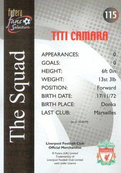 2000 Futera Fans Selection Liverpool - Fans Selection Foil #115 Titi Camara Back
