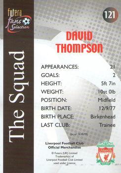 2000 Futera Fans Selection Liverpool - Fans Selection Foil #121 David Thompson Back