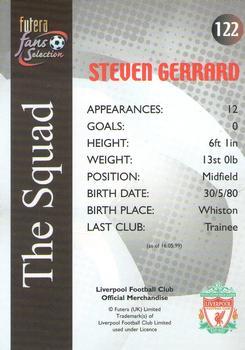 2000 Futera Fans Selection Liverpool - Fans Selection Foil #122 Steven Gerrard Back
