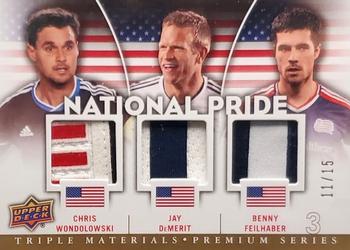 2012 Upper Deck MLS - National Pride Triple Materials Premium Series #NP-USA4 Benny Feilhaber / Chris Wondolowski / Jay DeMerit Front