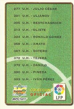 1996-97 Mundicromo Sport Las Fichas de La Liga - Ultima Hora I #NNO Checklist Back