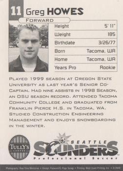 2000 Tully's Coffee Seattle Sounders #NNO Greg Howes Back