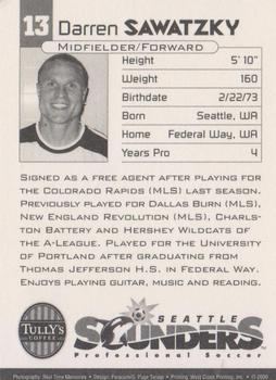 2000 Tully's Coffee Seattle Sounders #NNO Darren Sawatzky Back