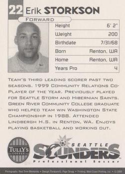 2000 Tully's Coffee Seattle Sounders #NNO Erik Storkson Back